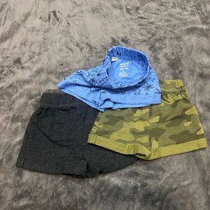 Jumping Beans Blue Baby Shorts with Fun Black Design